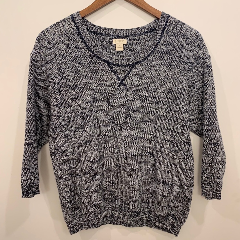 J. Crew Seedstitch Crewneck 3/4 Sleeve Sweater